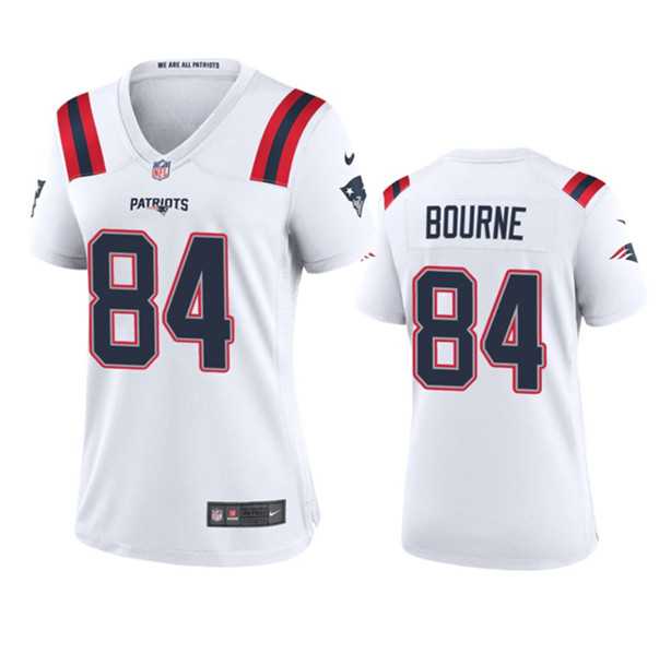 Womens New England Patriots #84 Kendrick Bourne White Stitched Jersey Dzhi->->Women Jersey